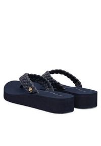TOMMY HILFIGER - Tommy Hilfiger Japonki Th Wedge Cornrow Beach Sandal FW0FW09037 Granatowy. Kolor: niebieski. Materiał: skóra #4