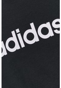 Adidas - adidas Bluza GL0635 damska kolor czarny z kapturem z nadrukiem. Okazja: na co dzień. Typ kołnierza: kaptur. Kolor: czarny. Materiał: bawełna, poliester, dzianina. Długość rękawa: długi rękaw. Długość: długie. Wzór: nadruk. Styl: casual #3