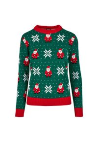 Bluza damska Urban Classics santa christmas (grandes tailles). Kolor: zielony. Sezon: zima #1