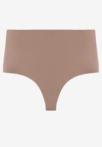 Born2be - Beżowe Majtki Bezszwowe z Wysokim Stanem Koliane. Stan: podwyższony. Kolor: beżowy. Materiał: jeans