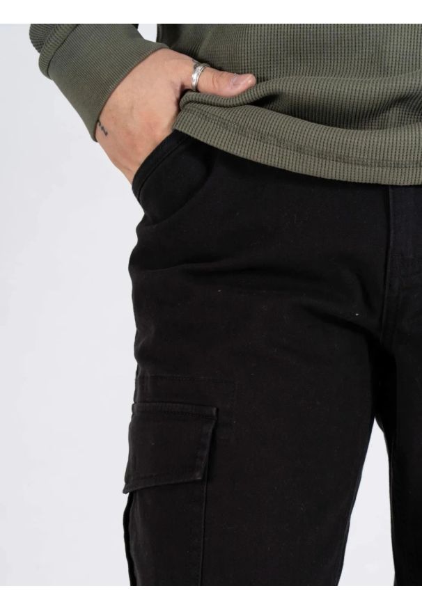 MARCUS - Męskie Spodnie Materiałowe Marcus Gerry Cargo 9098 Black 16-200135. Materiał: materiał