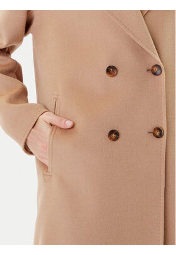 Marella Płaszcz wełniany Good 2523016031 Beżowy Regular Fit. Kolor: beżowy. Materiał: wełna