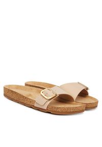 TOMMY HILFIGER - Tommy Hilfiger Klapki Cork Footbed Slip-On FW0FW09344 Beżowy. Kolor: beżowy. Materiał: skóra #5