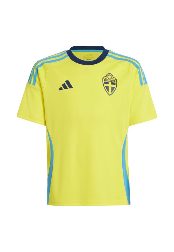 Adidas - Koszulka Sweden 24 Home Fan Kids. Kolor: żółty. Materiał: materiał