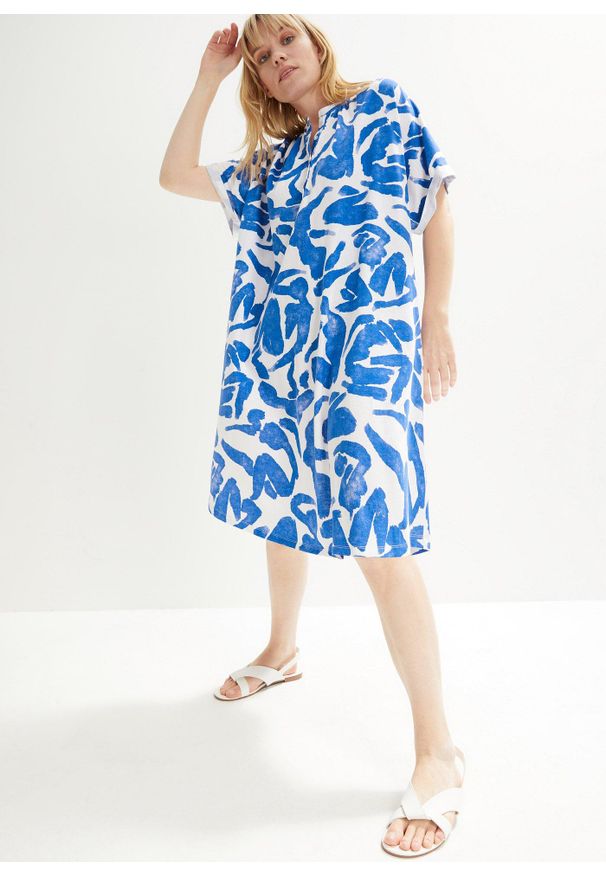 bonprix - Sukienka z dżerseju. Kolor: niebieski. Materiał: jersey. Typ sukienki: oversize. Długość: midi