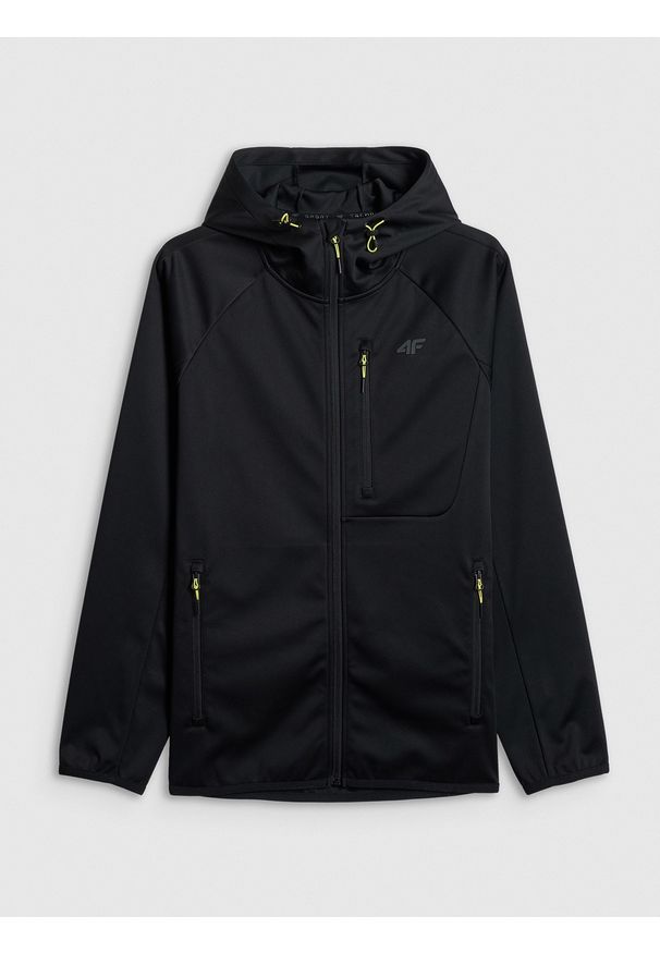 4f - 4F Kurtka softshell wiatroodporna membrana 5000 męska - czarna S. Kolor: czarny. Materiał: softshell. Wzór: gładki