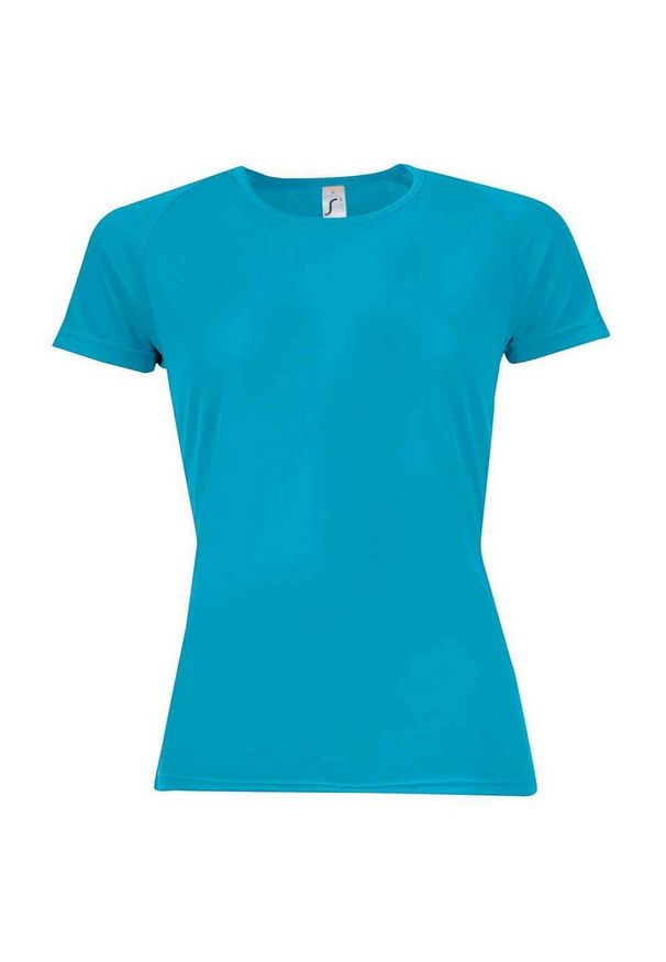 SOL'S - Koszulka Damska Sportowa Raglanowa. Kolor: niebieski. Długość rękawa: raglanowy rękaw. Sport: turystyka piesza