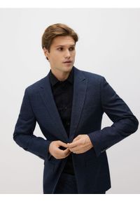 Reserved - Marynarka slim fit z domieszką wiskozy - granatowy. Kolor: niebieski. Materiał: wiskoza #1