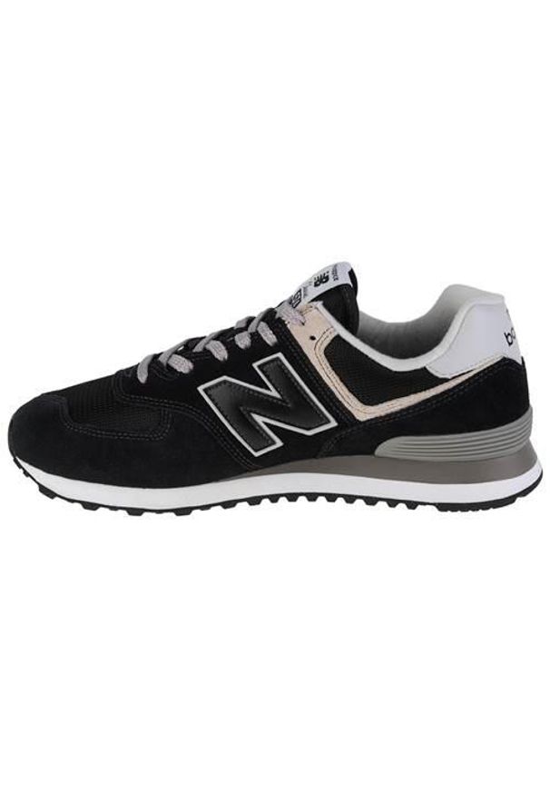 Buty do chodzenia męskie New Balance 574. Zapięcie: sznurówki. Kolor: czarny. Materiał: guma, tkanina, zamsz, materiał, syntetyk. Szerokość cholewki: normalna. Model: New Balance 574. Sport: turystyka piesza