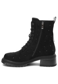 Czarne Botki S.Barski Stylowe Obuwie Damskie. Zapięcie: sznurówki. Kolor: czarny. Materiał: materiał. Sezon: zima, jesień. Obcas: na obcasie. Styl: elegancki. Wysokość obcasa: średni #7