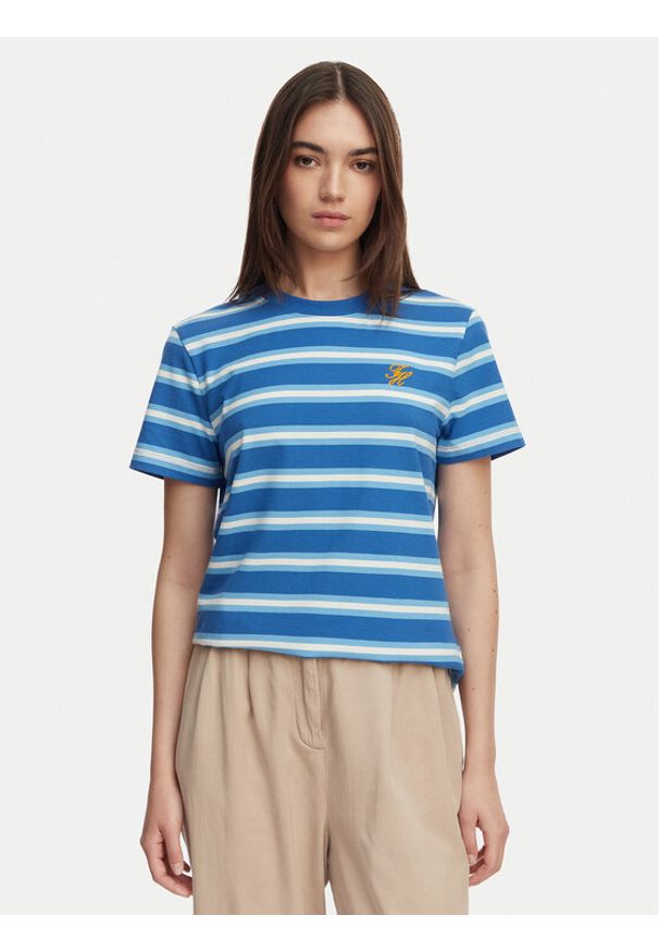 TOMMY HILFIGER - Tommy Hilfiger T-Shirt Logo Embroidery WW0WW48699 Niebieski Regular Fit. Kolor: niebieski. Materiał: bawełna