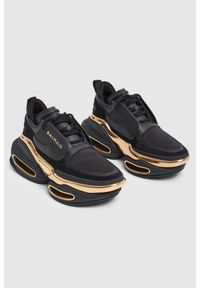 Balmain - BALMAIN Sneakersy skórzane damskie czarno-złote B-Bold. Kolor: czarny. Materiał: skóra #3