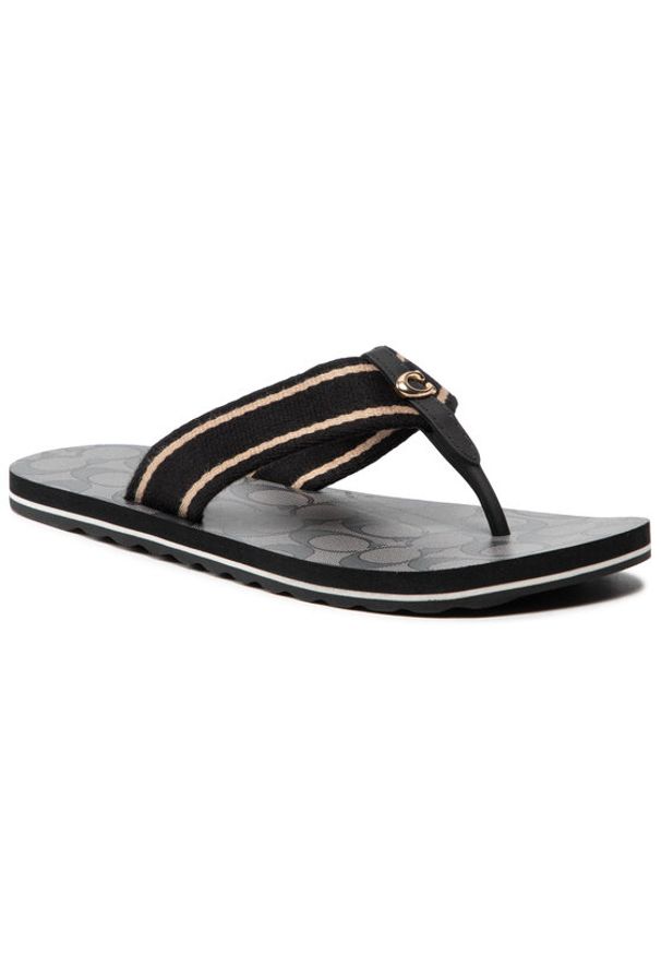 Coach Japonki Zoe Webbed Flip Flop C2978 Czarny. Kolor: czarny. Materiał: materiał