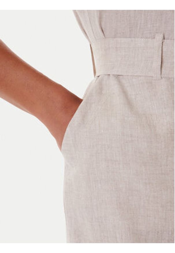 Tatuum Sukienka koszulowa Sofori T2509.204 Beżowy Regular Fit. Kolor: beżowy. Materiał: len. Typ sukienki: koszulowe