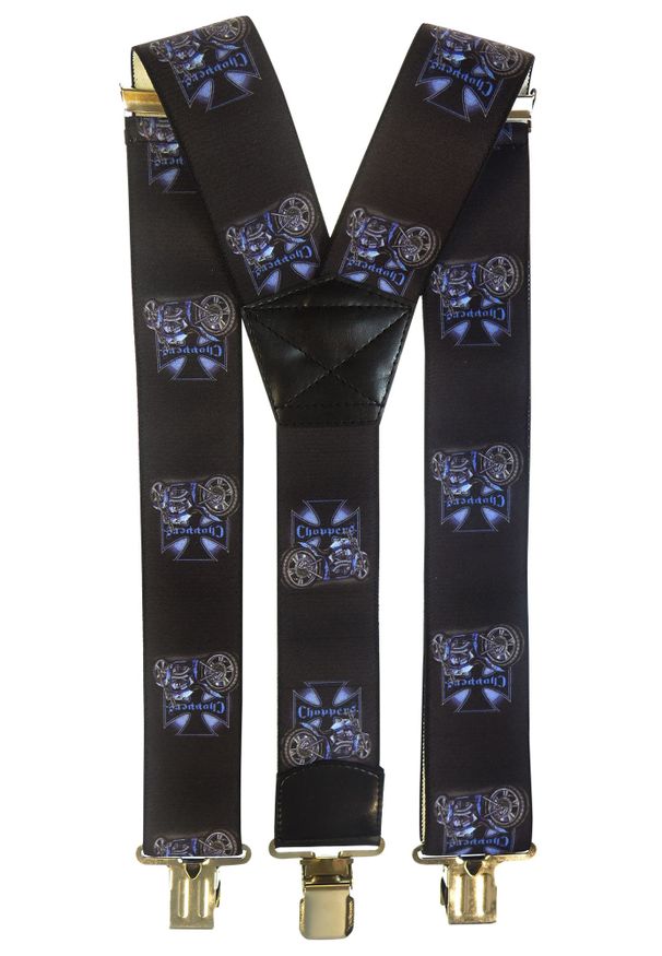 Modini - Szerokie czarne szelki choppers w motocykle T24. Kolor: czarny. Materiał: skóra, guma