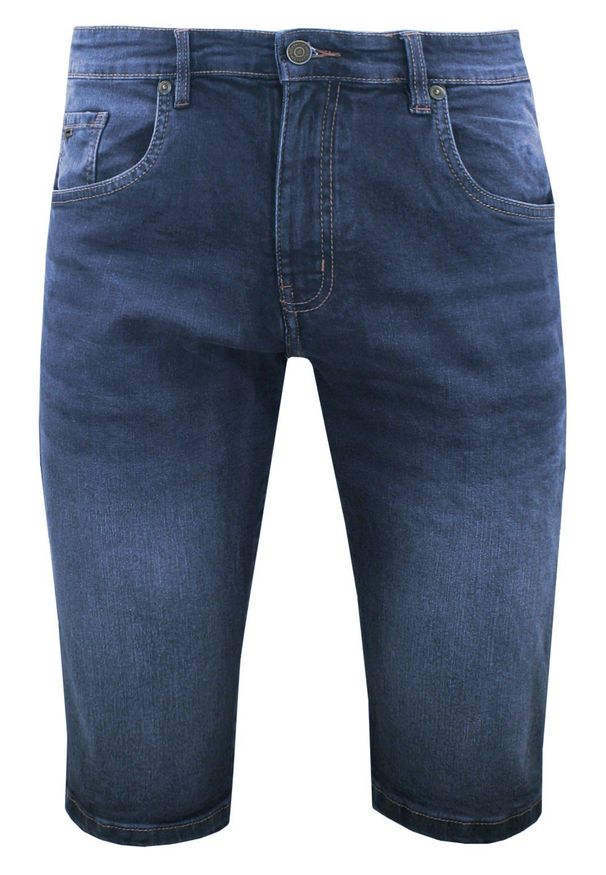Jeansowe Męskie Szorty (Krótkie Spodenki) - Pako Jeans - Granatowe. Kolor: niebieski. Materiał: bawełna, elastan. Długość: krótkie. Sezon: lato. Styl: wakacyjny