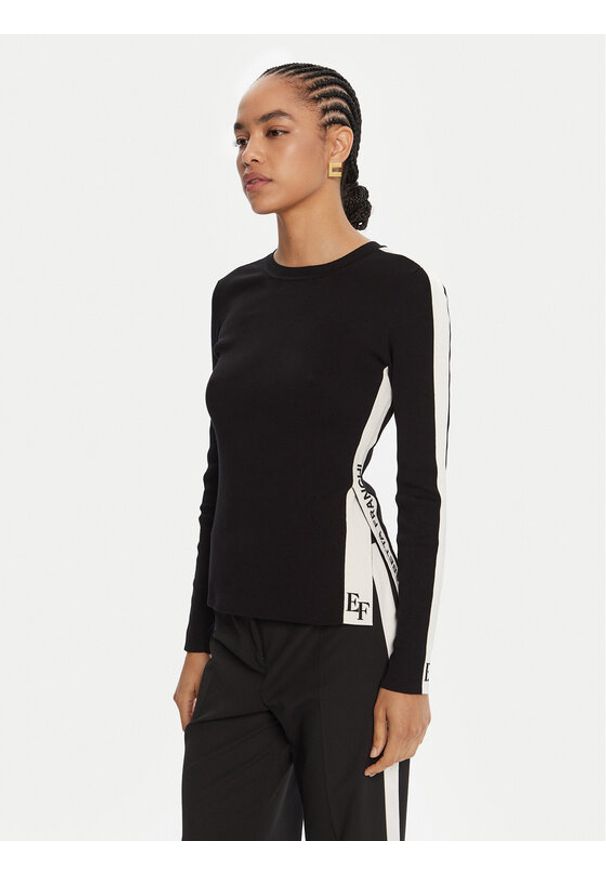 Elisabetta Franchi Sweter MK-03S-56E2-V320 Czarny Regular Fit. Kolor: czarny. Materiał: wiskoza