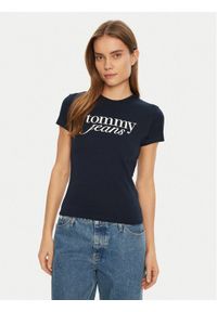 Tommy Jeans T-Shirt Essential DW0DW19447 Granatowy Slim Fit. Kolor: niebieski. Materiał: bawełna #1