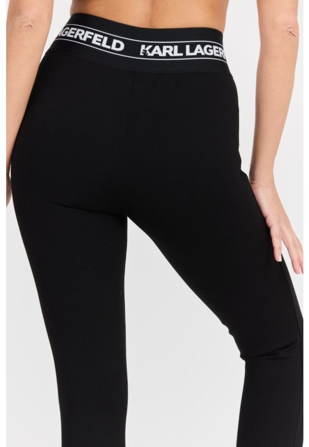 Karl Lagerfeld - KARL LAGERFELD Czarne damskie legginsy Logo Elastic Punto Leggings, Rozmiar L. Okazja: na co dzień. Kolor: czarny. Materiał: materiał, nylon, wiskoza, elastan. Styl: elegancki, casual, klasyczny