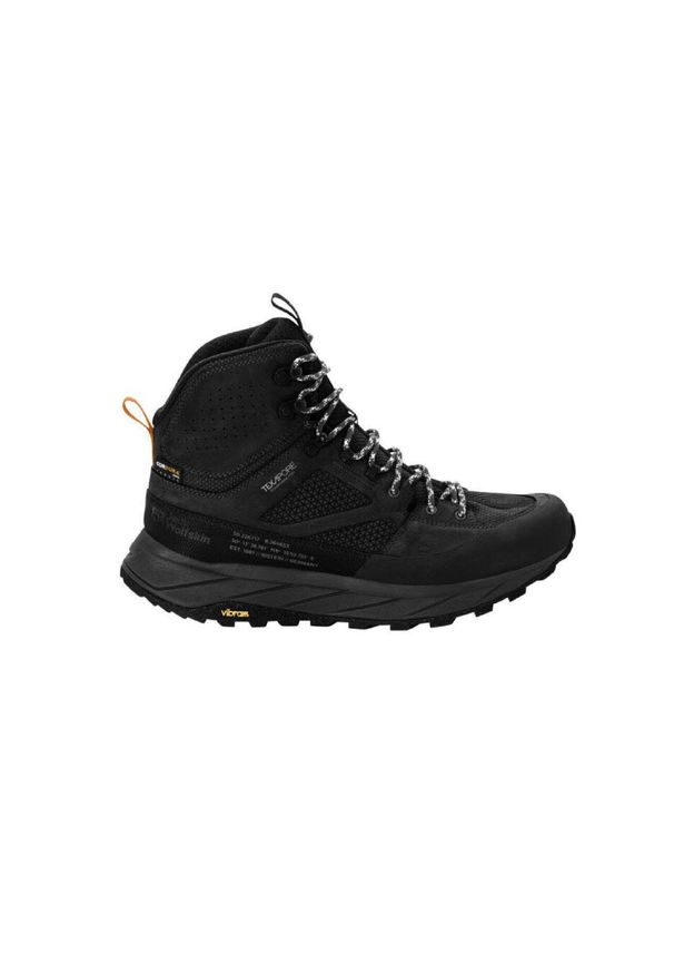 Buty trekkingowe męskie Jack Wolfskin Terraquest Texapore Mid. Wysokość cholewki: za kostkę. Zapięcie: sznurówki. Kolor: czarny. Materiał: syntetyk, tkanina, materiał. Szerokość cholewki: normalna. Sport: turystyka piesza
