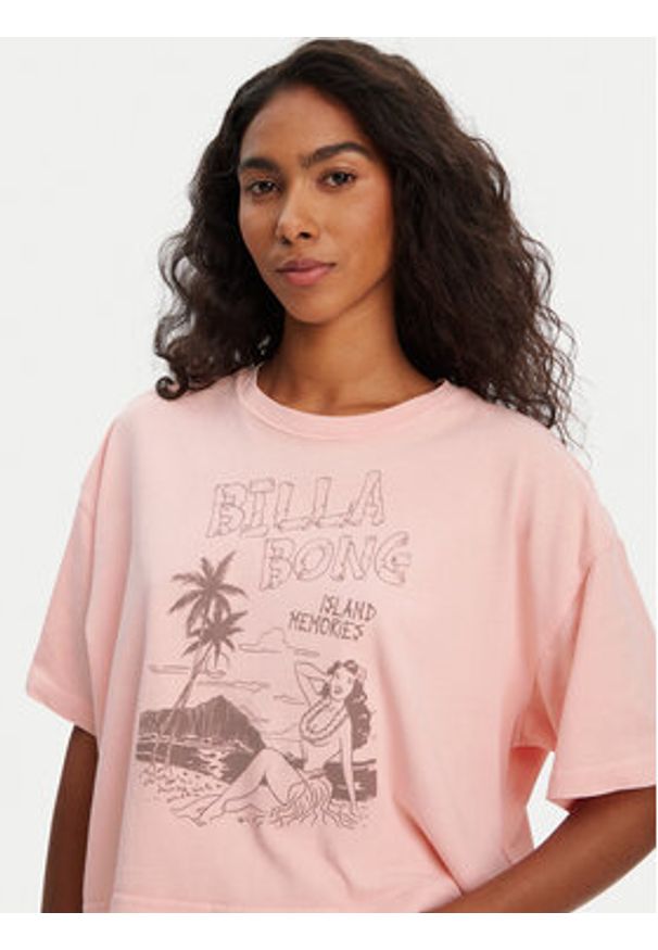 Billabong T-Shirt Island Memories EBJZT00427 Koralowy Oversize. Kolor: pomarańczowy. Materiał: bawełna