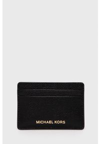 MICHAEL Michael Kors etui na karty skórzane damski kolor czarny. Kolor: czarny. Materiał: skóra