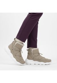 Big-Star - Beżowe Botki Big Star Damskie Ocieplane Buty. Okazja: na co dzień, na spacer. Zapięcie: bez zapięcia. Kolor: beżowy. Materiał: materiał, futro. Szerokość cholewki: normalna. Obcas: na platformie. Styl: casual #4