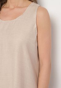 Born2be - Beżowa Rozkloszowana Klasyczna Sukienka Lunetira. Okazja: na spacer, na co dzień. Kolor: beżowy. Materiał: jeans. Typ sukienki: proste. Styl: klasyczny #6