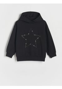 Reserved - Bluza z aplikacją - czarny. Kolor: czarny. Materiał: dzianina, bawełna. Wzór: aplikacja #1