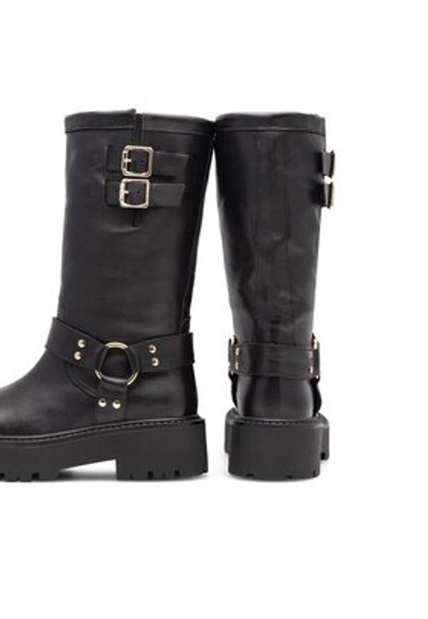 Badura Botki INES-9187 Czarny. Kolor: czarny. Materiał: skóra