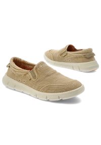 Beżowe Półbuty Jeep Modne Obuwie Męskie. Zapięcie: bez zapięcia. Kolor: beżowy. Materiał: jeans, materiał. Styl: sportowy #4