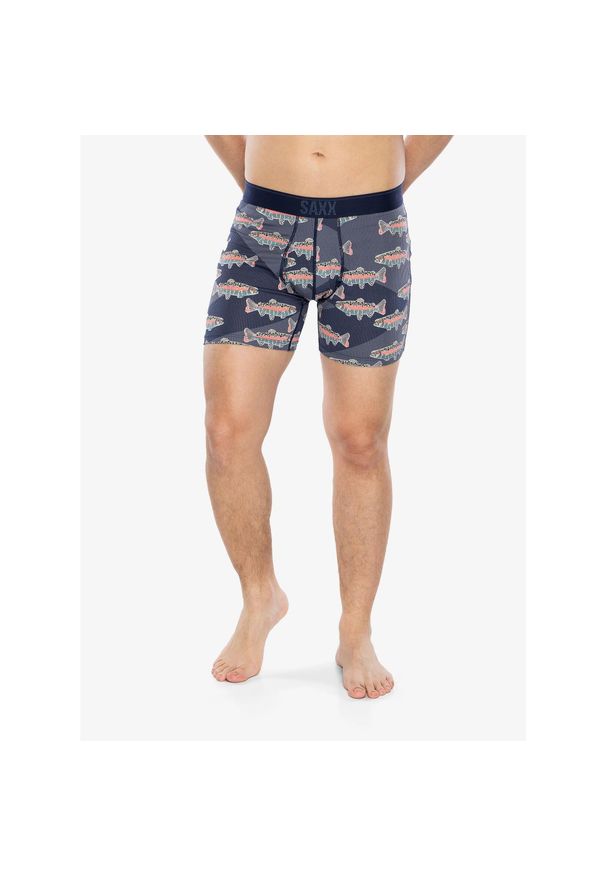 SAXX - Bokserki termoaktywne męskie Saxx Quest 2.0 Boxer Fly. Kolor: niebieski. Sport: fitness