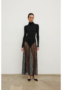 Marsala - Spódnica koronkowa w kolorze BLACK- SERENE -M. Materiał: koronka. Wzór: koronka, kwiaty. Styl: wizytowy, klasyczny, elegancki #1