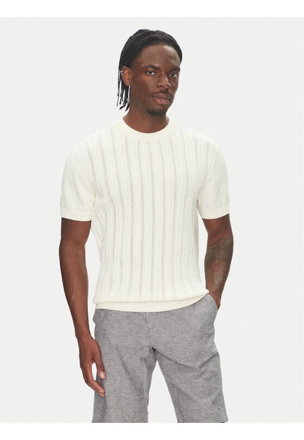 Lindbergh Sweter 30-804115 Écru Slim Fit. Materiał: bawełna