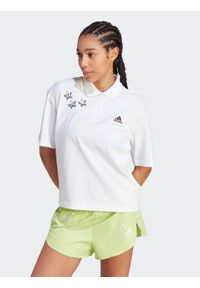 Adidas - adidas Polo Scribble Embroidery IA3160 Biały Loose Fit. Typ kołnierza: polo. Kolor: biały. Materiał: bawełna