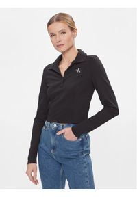 Calvin Klein Jeans Bluzka Polo Collar Milano Regular Top J20J222556 Czarny Regular Fit. Typ kołnierza: polo. Kolor: czarny. Materiał: wiskoza, syntetyk