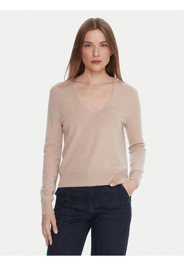 United Colors of Benetton - United Colors Of Benetton Sweter 1002D401Y Beżowy Regular Fit. Kolor: beżowy. Materiał: wełna