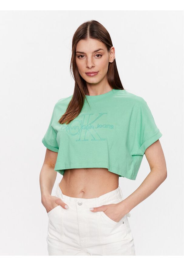Calvin Klein Jeans T-Shirt J20J221048 Zielony Relaxed Fit. Kolor: zielony. Materiał: bawełna
