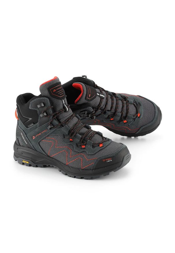 ALPINE PRO - Buty wysokie trekkingowe unisex Alpine Pro Cerne 2 Vibram. Kolor: szary. Materiał: skóra, welur. Styl: sportowy