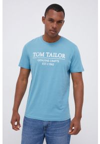 Tom Tailor - T-shirt bawełniany. Okazja: na co dzień. Kolor: turkusowy. Materiał: bawełna. Wzór: nadruk. Styl: casual