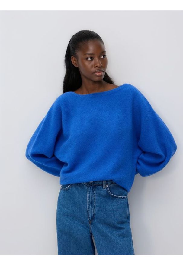 Reserved - Sweter z domieszką wełny - niebieski. Kolor: niebieski. Materiał: wełna