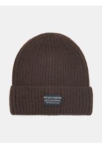 Sinsay - Prążkowana czapka beanie - brązowy. Kolor: brązowy. Materiał: prążkowany