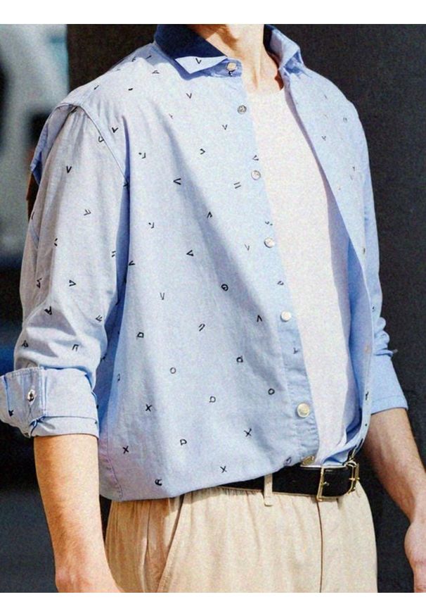 Sinsay - Koszula regular fit we wzory - błękitny. Kolor: niebieski