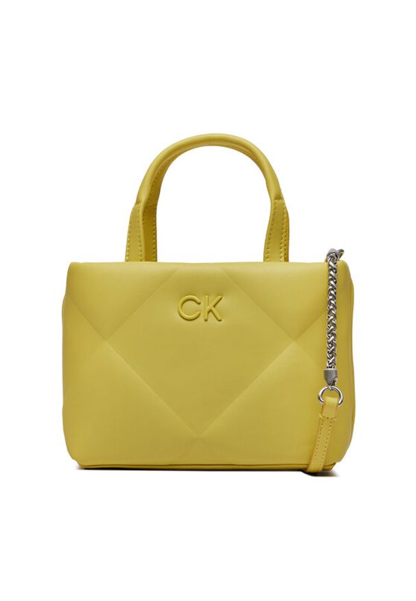 Calvin Klein Torebka Re-Lock Quilt Tote Mini K60K611340 Żółty. Kolor: żółty. Materiał: skórzane