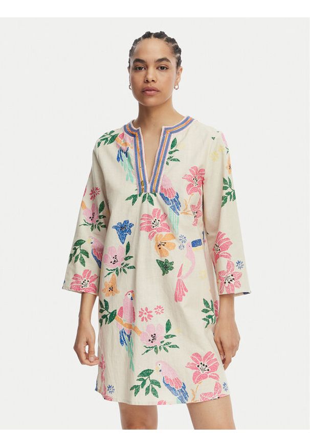 LOLA CASADEMUNT Sukienka letnia LS2616036 Kolorowy Relaxed Fit. Materiał: bawełna. Wzór: kolorowy. Sezon: lato