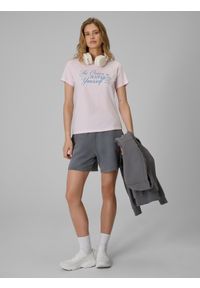 4f - 4F T-shirt regular z nadrukiem damski - różowy M. Okazja: na co dzień, na spacer, do pracy. Kolor: różowy. Materiał: materiał, bawełna. Wzór: nadruk. Styl: casual #2