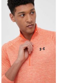 Under Armour bluza treningowa Tech 2.0 kolor pomarańczowy melanżowa. Kolor: pomarańczowy. Materiał: skóra, materiał. Długość rękawa: raglanowy rękaw. Długość: krótkie. Wzór: melanż #1
