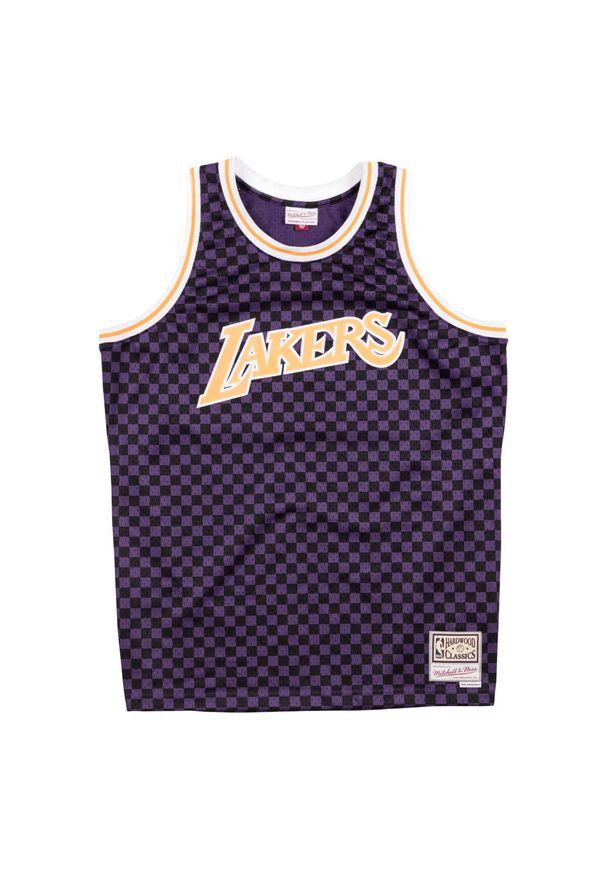 Mitchell & Ness - Jersey Los Angeles Lakers checked b&r. Kolor: fioletowy, wielokolorowy, czarny. Materiał: jersey. Sport: koszykówka