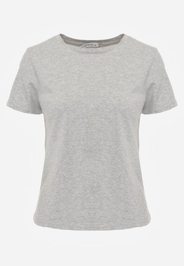 Renee - Szary T-shirt z Bawełny z Okrągłym Dekoltem Nedima. Okazja: na co dzień. Kolor: szary. Materiał: bawełna. Styl: casual, klasyczny