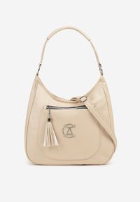 Born2be - Jasnobeżowa Torebka Typu Shopper Ozdobiona Frędzlami Felluria. Kolor: beżowy. Wzór: aplikacja. Dodatki: z frędzlami. Styl: biznesowy, klasyczny, elegancki, casual